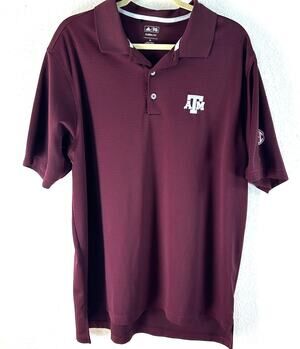 Men’s Adidas Golf Texas A&M Polo Shirt XL Climalite Maroon SEC Patch